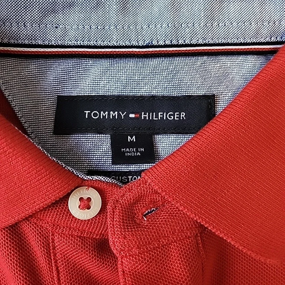 TOMMY‎ HILFIGER Polo Shirt Medium Men Red Classic Fit Short Sleeve Logo